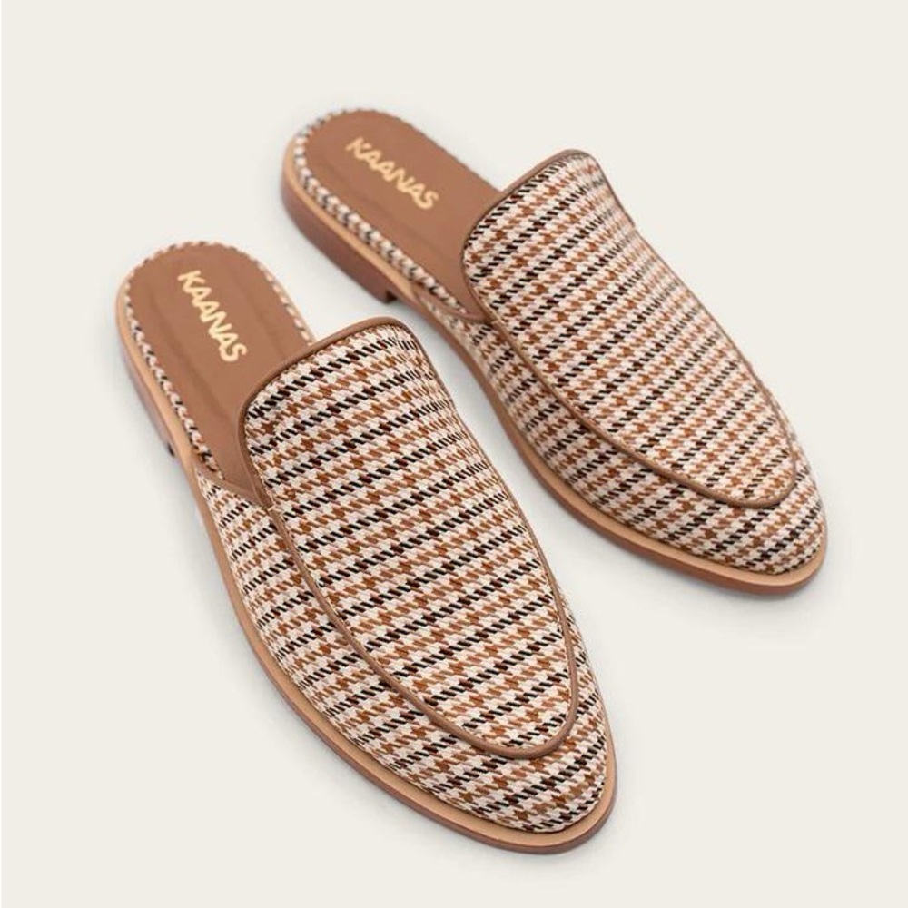 NWT KAANAS brown houndstooth Sardinia Mule Fall Fashion size 6
